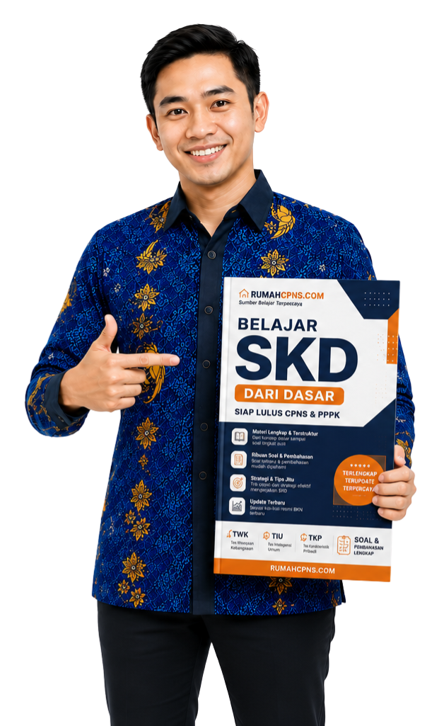 Pria memegang buku SKD RumahCPNS